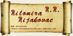 Milomira Mijakovac vizit kartica